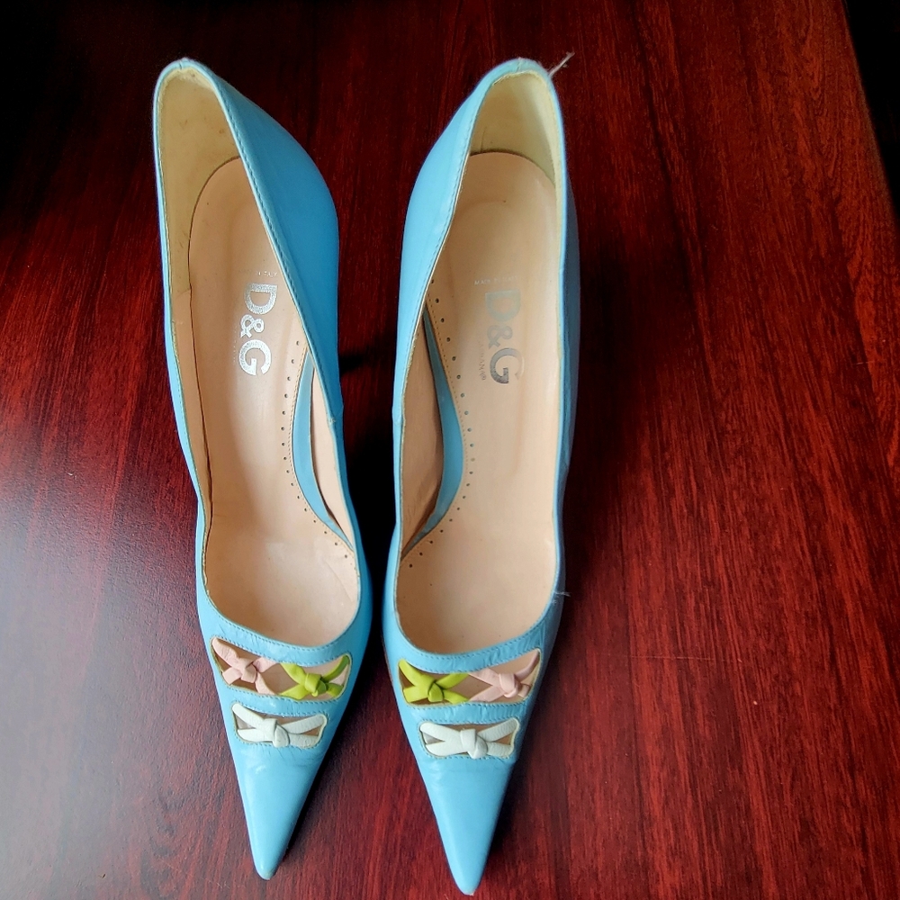 D&G Sky Blue Heels with Colorful Accents